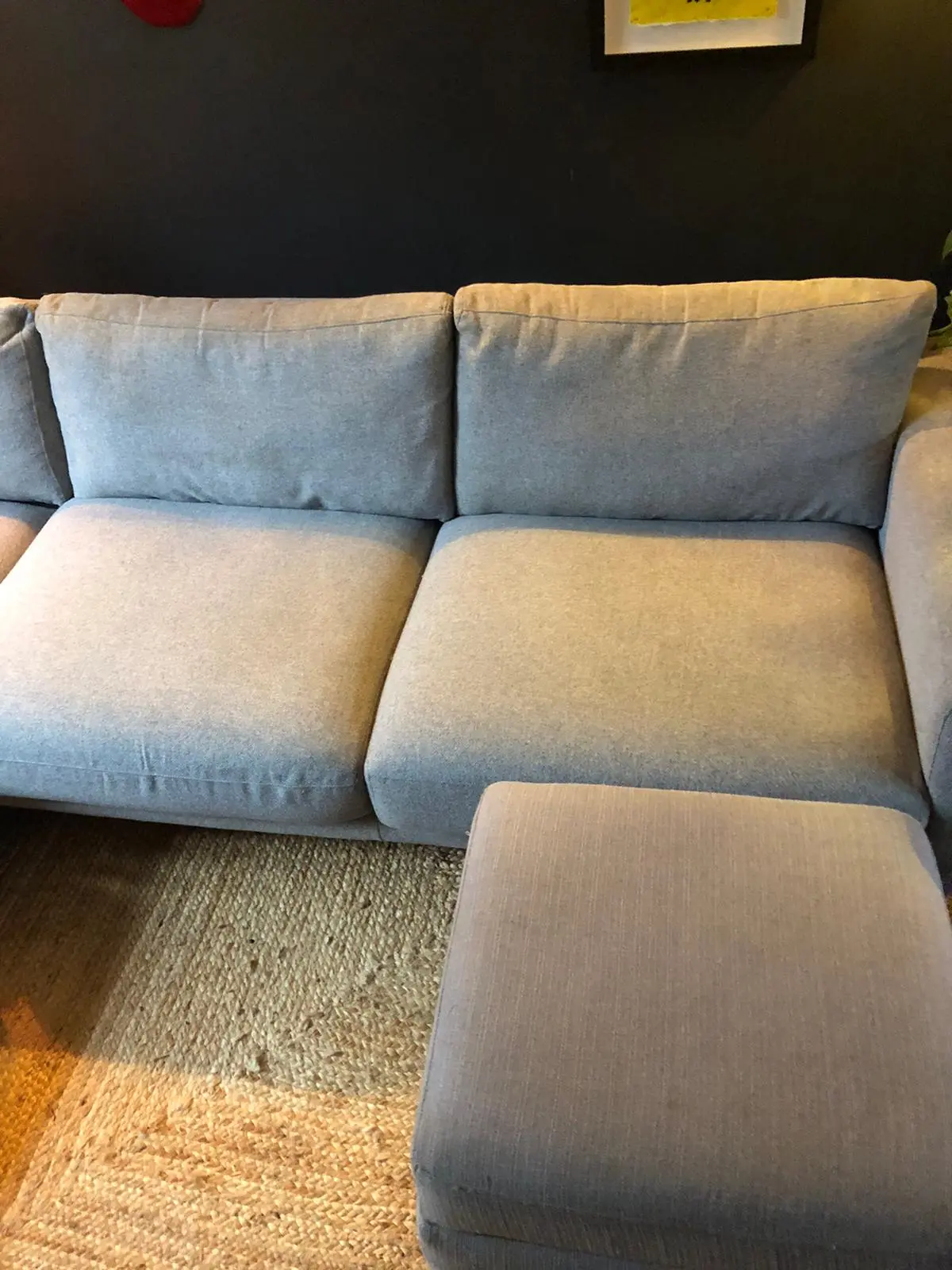 Sofa and footstool after professional upholstery cleaning